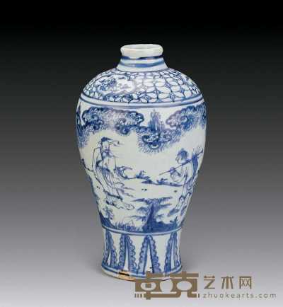明（十五世纪中叶） 青花深山采药图梅瓶 高32cm